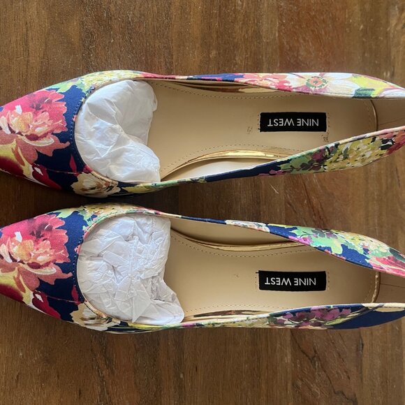 Woman's Heels Nine West Arlene 2 Size 7.5 W Floral Print Pumps Heels GUC - Picture 10 of 10